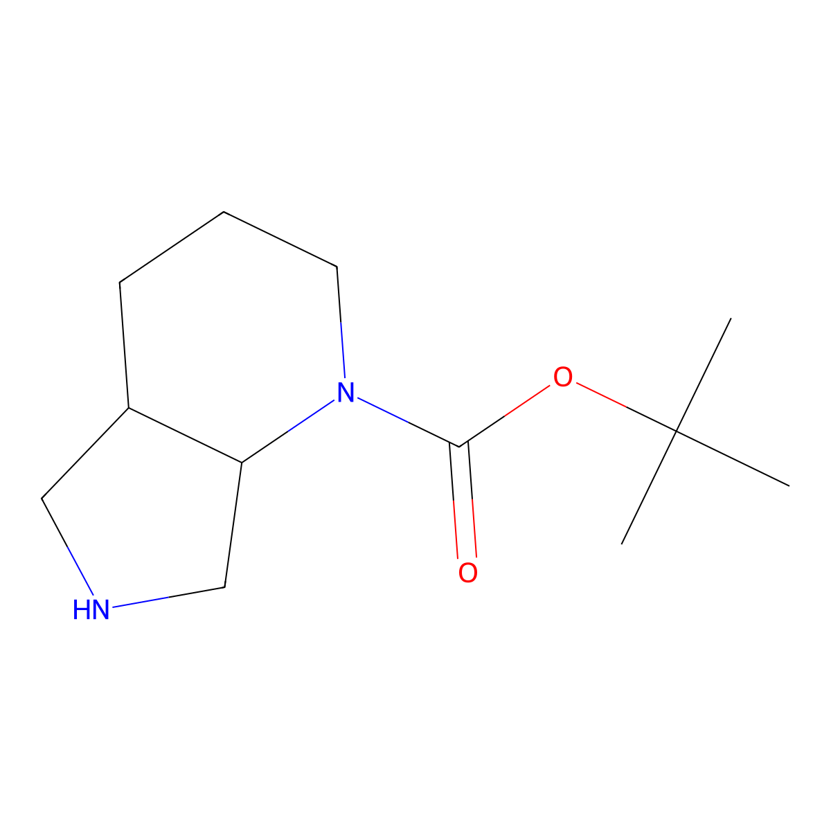 rel-1,1-Dimethylethyl (4aR,7aR)-octahydro-1H-pyrrolo(3,4-b)pyridine-1-carboxylate molecular structure, CAS 181141-40-2