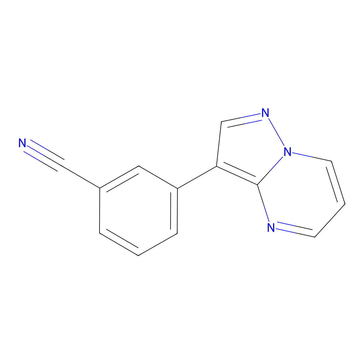 3-{Pyrazolo[1,5-a]pyrimidin-3-yl}benzonitrile molecular structure, CAS 1811507-39-7