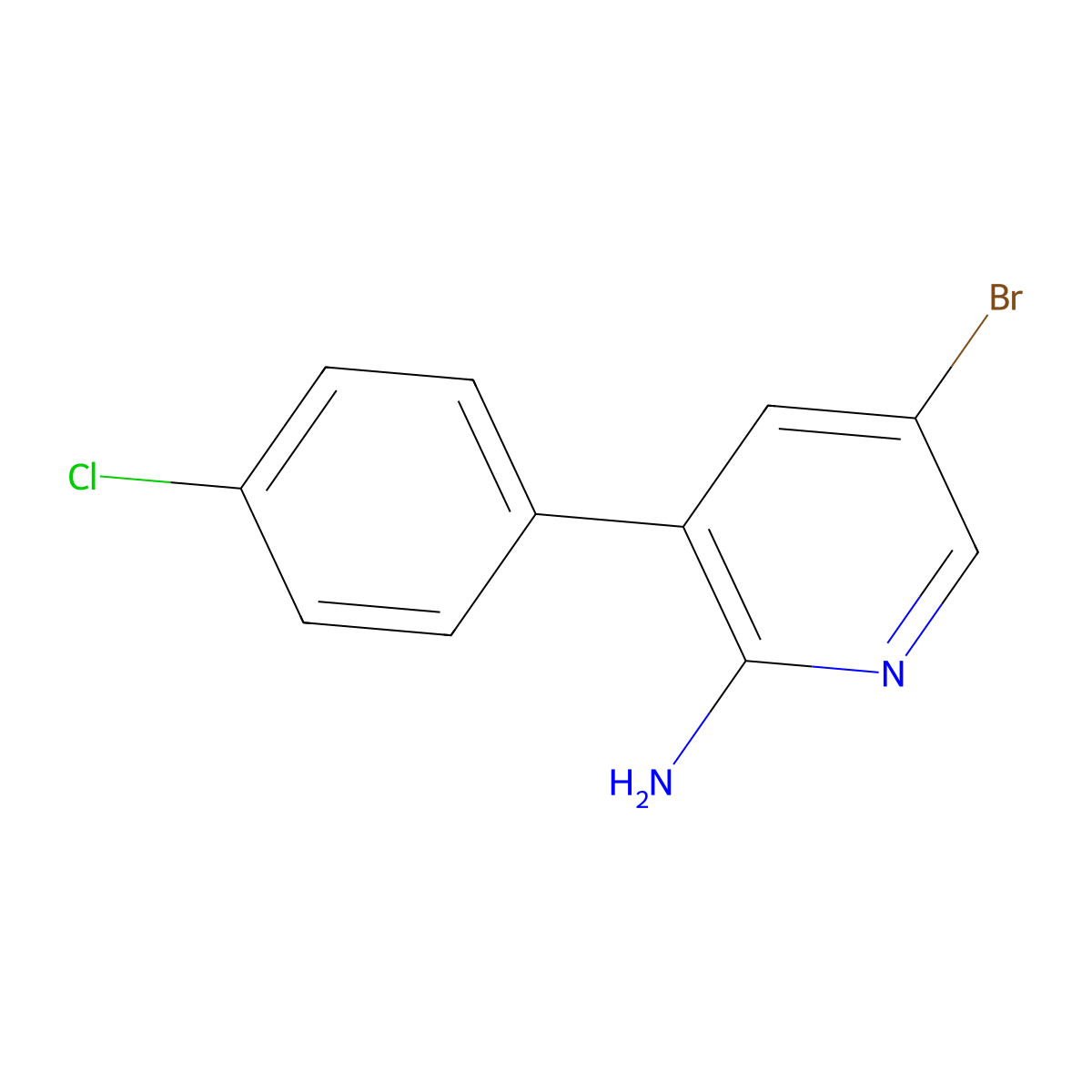 5-Bromo-3-(4-chlorophenyl)pyridin-2-amine molecular structure, CAS 1811510-59-4