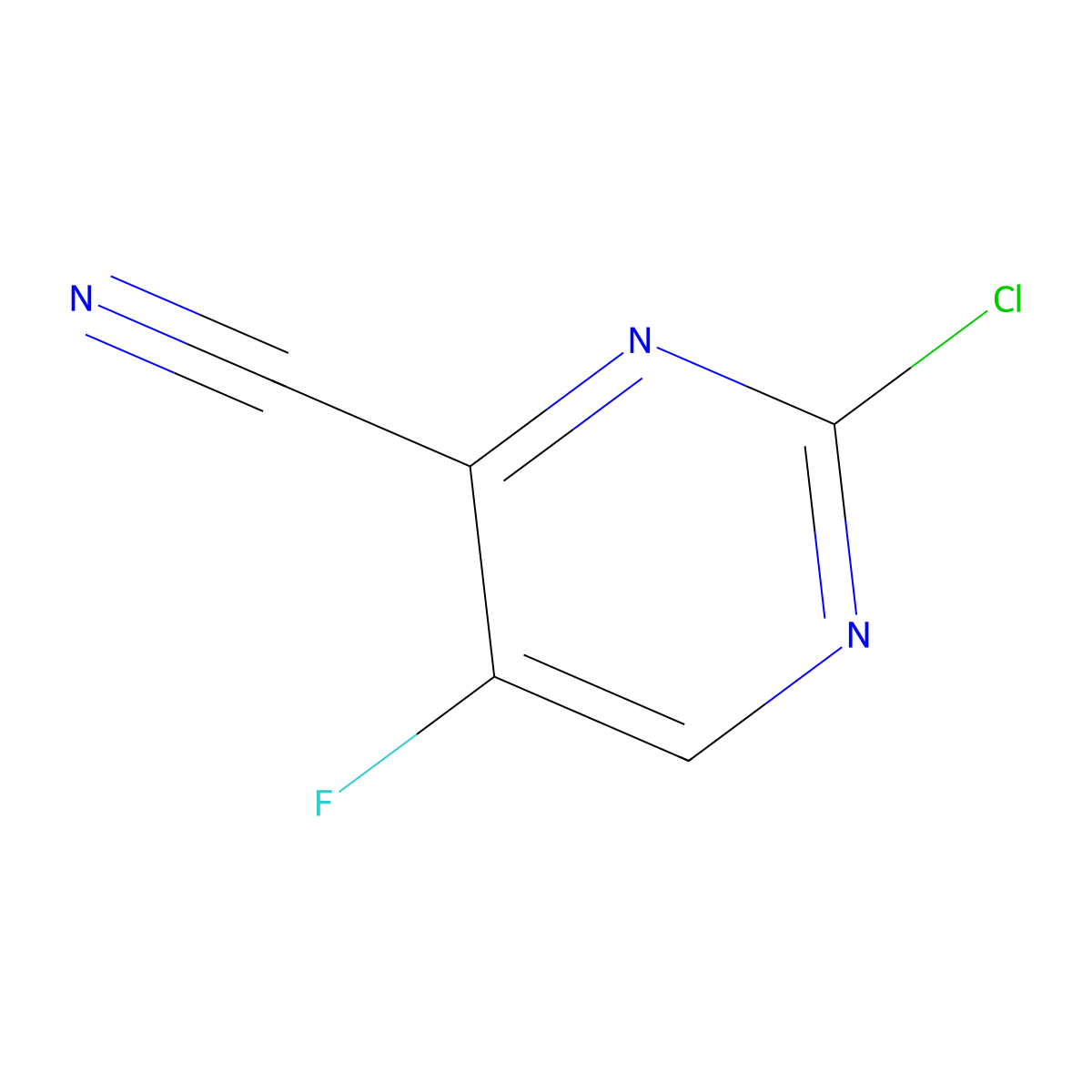 2-Chloro-5-fluoropyrimidine-4-carbonitrile molecular structure, CAS 1811512-52-3