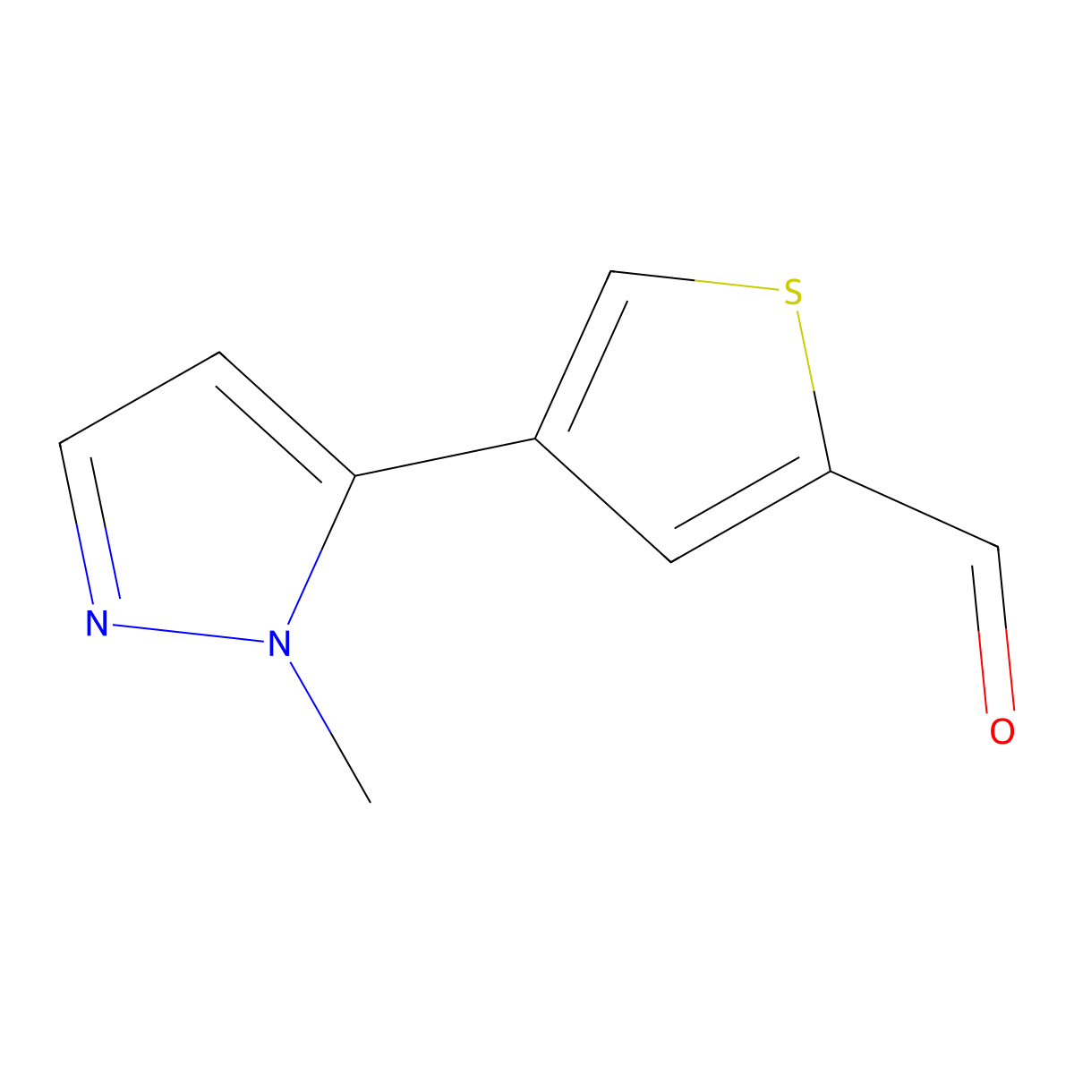 4-(1-methyl-1H-pyrazol-5-yl)thiophene-2-carbaldehyde molecular structure, CAS 1811538-94-9