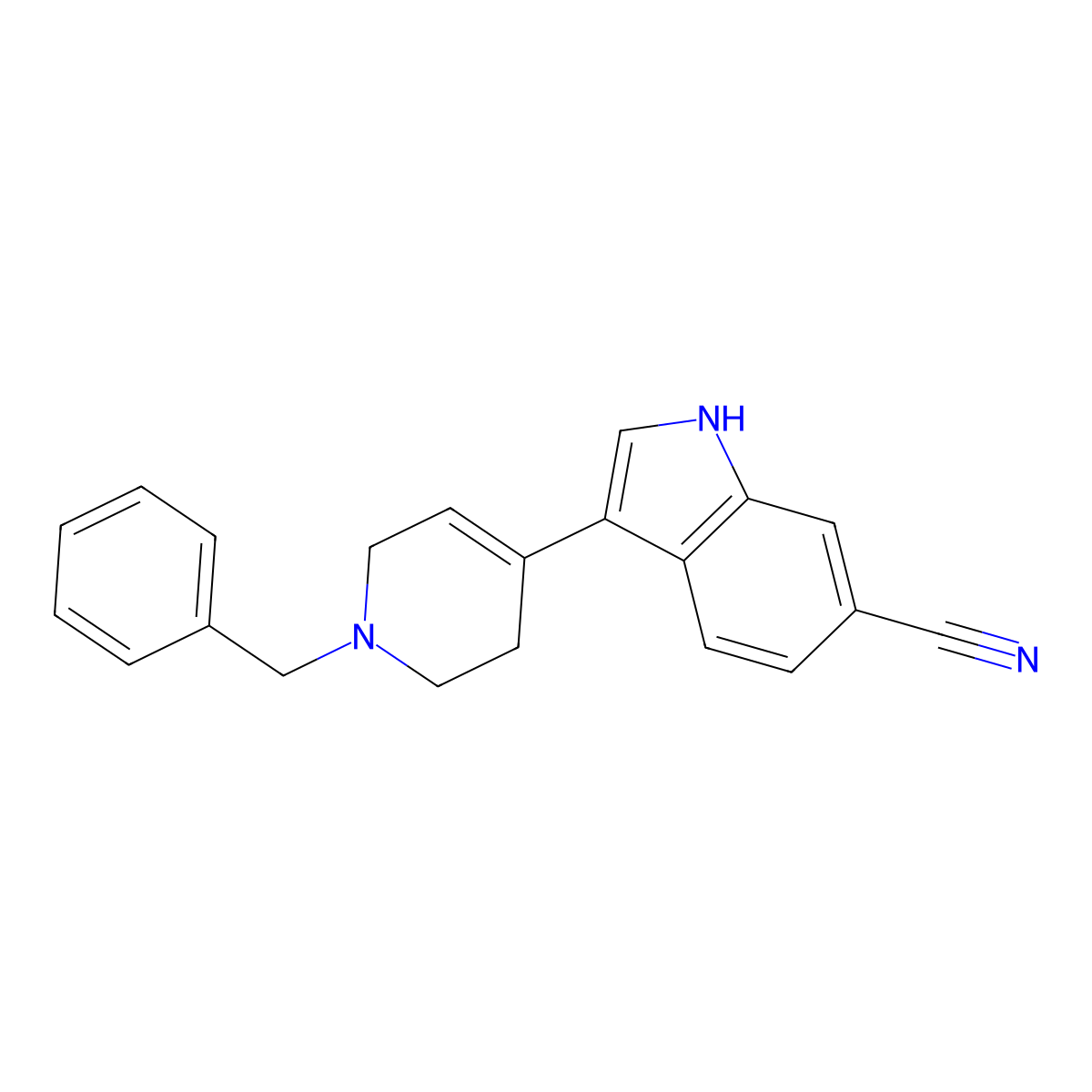 3-(1-Benzyl-1,2,3,6-tetrahydro-4-pyridinyl)-1H-indole-6-carbonitrile molecular structure, CAS 181184-09-8