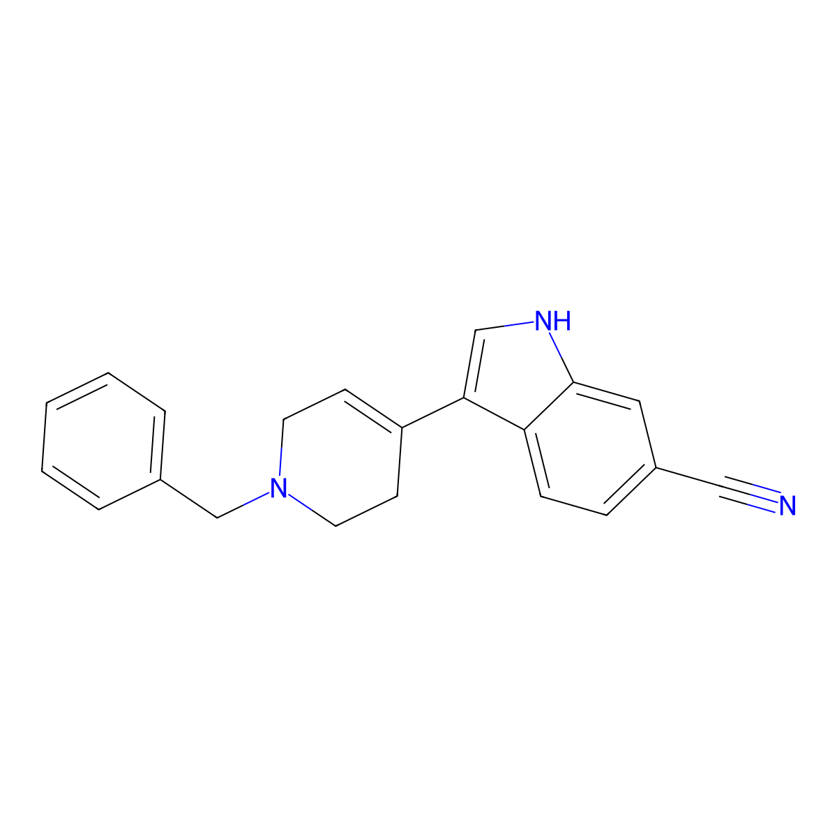 3-(1-Benzyl-1,2,3,6-tetrahydro-4-pyridinyl)-1H-indole-6-carbonitrile molecular structure, CAS 181184-09-8