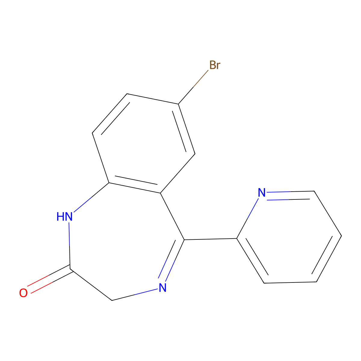 Bromazepam molecular structure, CAS 1812-30-2