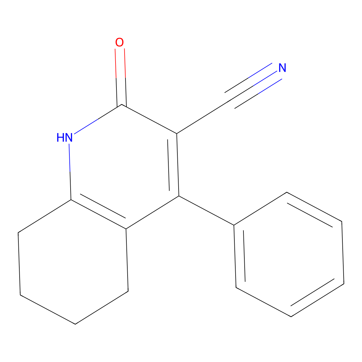 2-Oxo-4-phenyl-1,2,5,6,7,8-hexahydroquinoline-3-carbonitrile molecular structure, CAS 18121-89-6