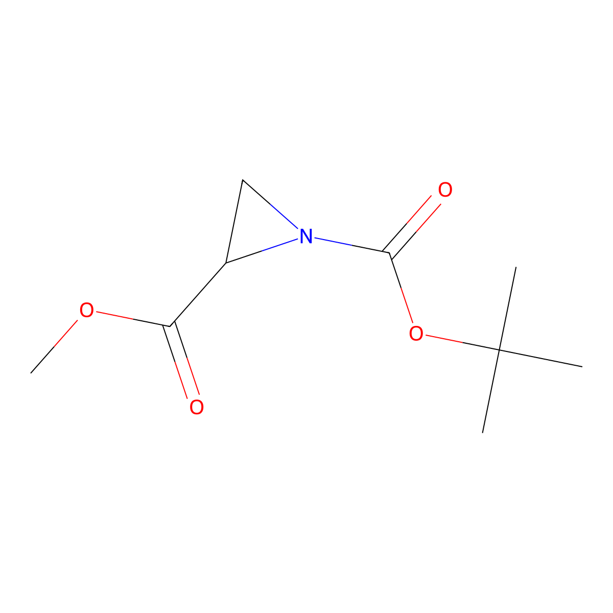 1-Tert-butyl 2-methyl aziridine-1,2-dicarboxylate molecular structure, CAS 181212-90-8