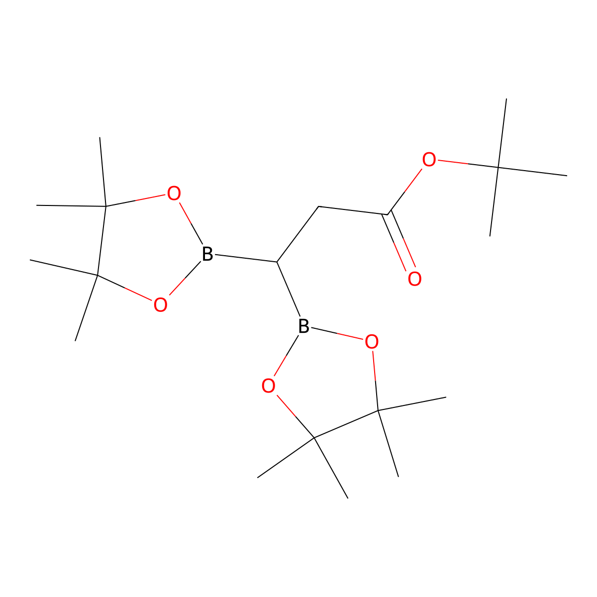 Tert-butyl 3,3-bis(4,4,5,5-tetramethyl-1,3,2-dioxaborolan-2-yl)propanoate molecular structure, CAS 1812184-92-1