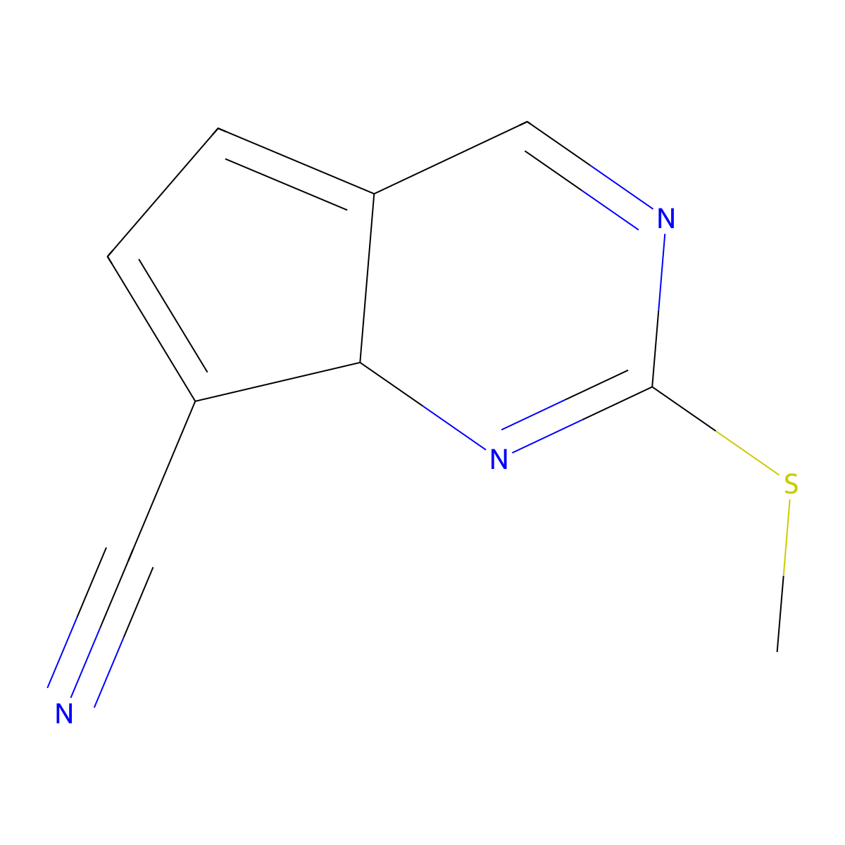 2-(methylthio)-7aH-cyclopenta[d]pyrimidine-7-carbonitrile molecular structure, CAS 1812188-57-0