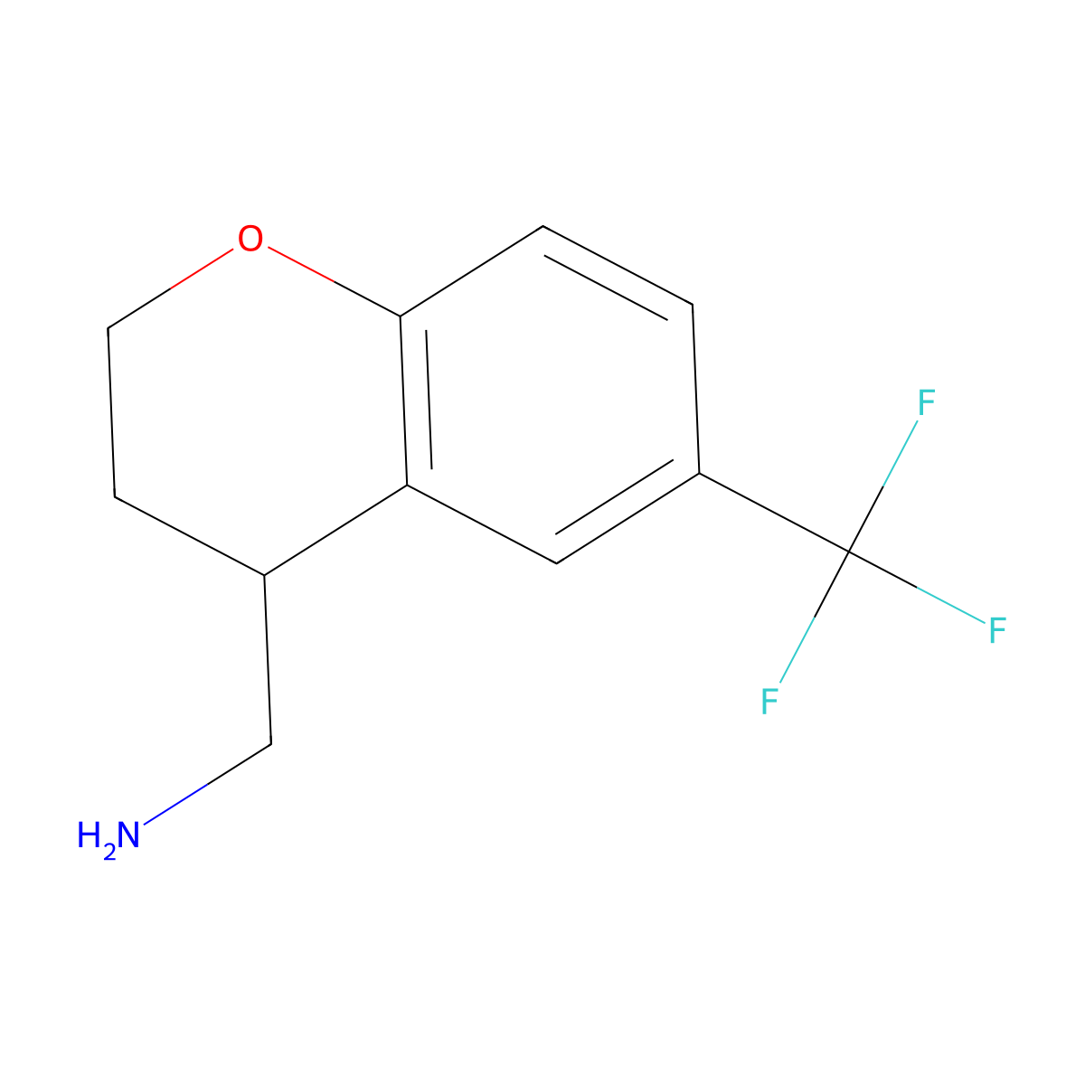 1-[6-(trifluoromethyl)-3,4-dihydro-2H-1-benzopyran-4-yl]methanamine molecular structure, CAS 1812191-75-5