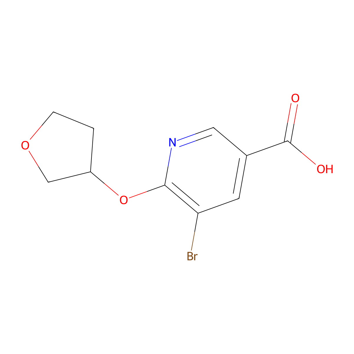 5-Bromo-6-((tetrahydrofuran-3-yl)oxy)nicotinic acid molecular structure, CAS 1812198-14-3