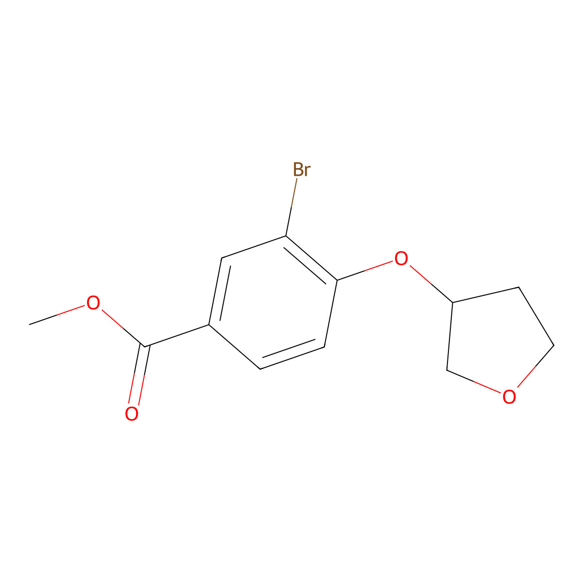 Methyl 3-bromo-4-((tetrahydrofuran-3-yl)oxy)benzoate molecular structure, CAS 1812198-16-5