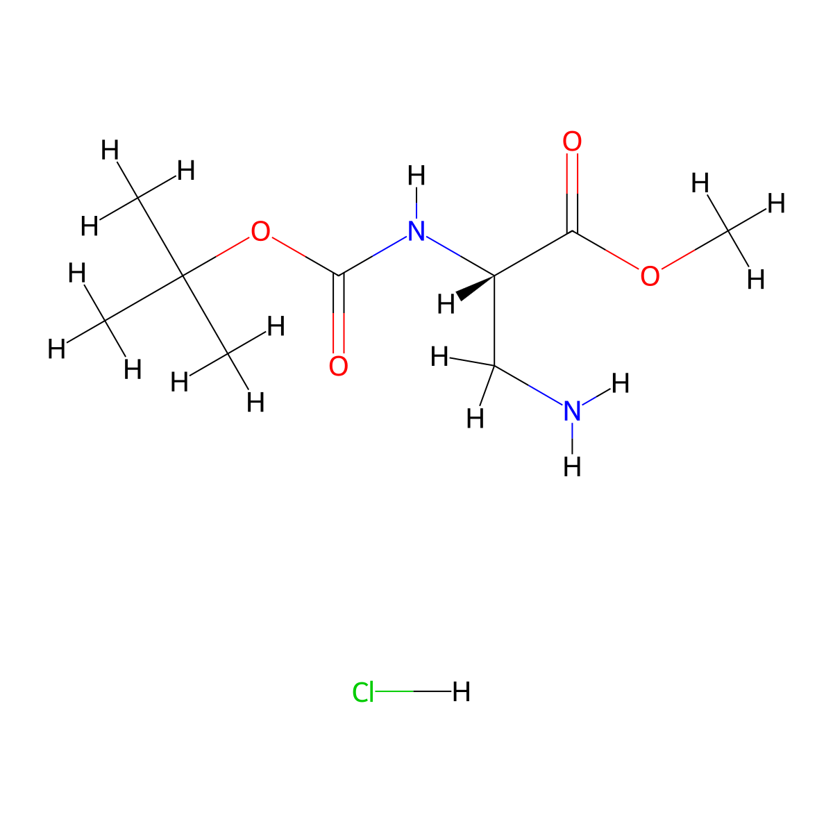 (S)-Methyl 3-amino-2-((tert-butoxycarbonyl)amino)propanoate hydrochloride molecular structure, CAS 181228-33-1