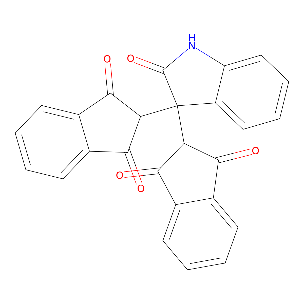 2-[3-(1,3-dioxoinden-2-yl)-2-oxo-1H-indol-3-yl]indene-1,3-dione molecular structure, CAS 18125-11-6