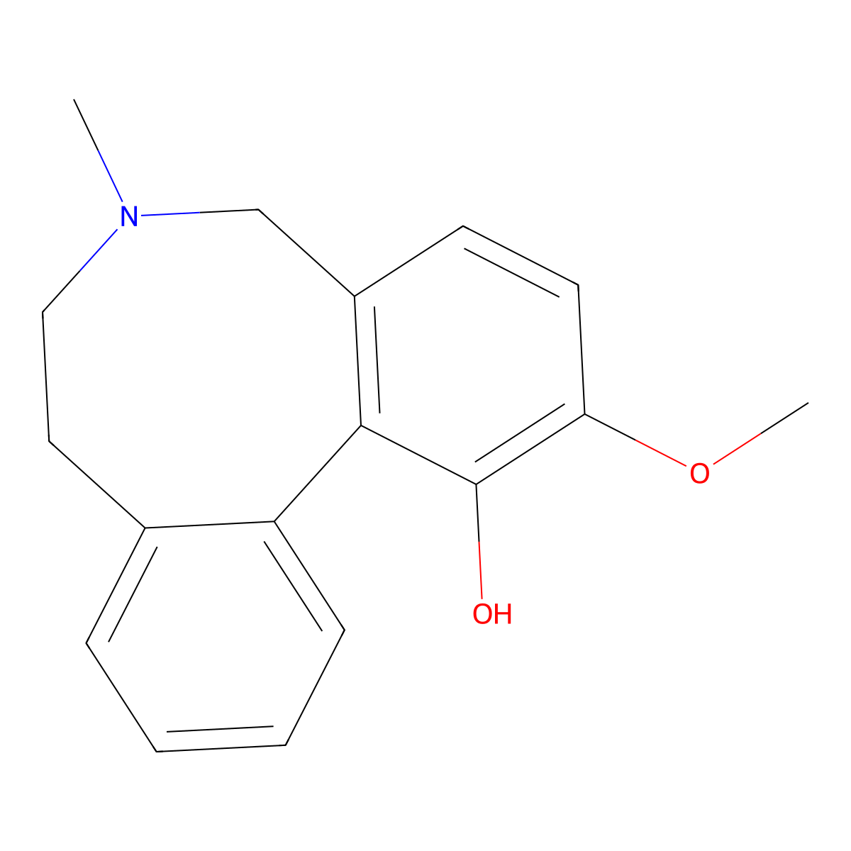Dibenz(c,e)azocin-1-ol, 5,6,7,8-tetrahydro-2-methoxy-6-methyl- molecular structure, CAS 18126-83-5