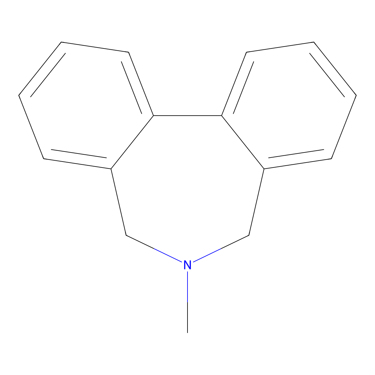 6,7-Dihydro-6-methyl-5H-dibenz(c,e)azepine molecular structure, CAS 18126-96-0