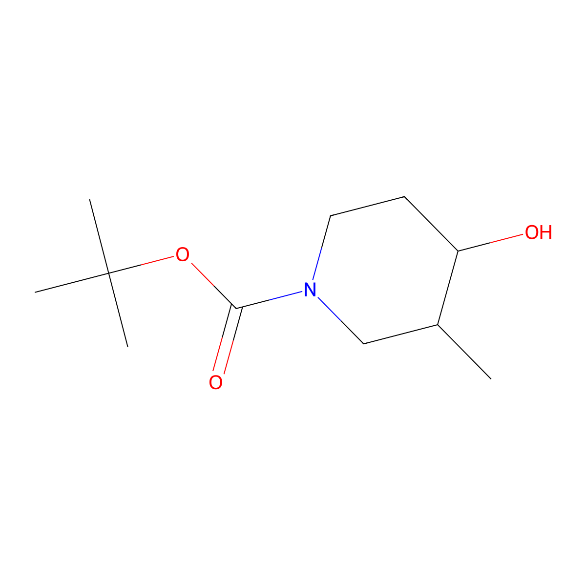 1,1-Dimethylethyl 4-hydroxy-3-methyl-1-piperidinecarboxylate molecular structure, CAS 181269-70-5