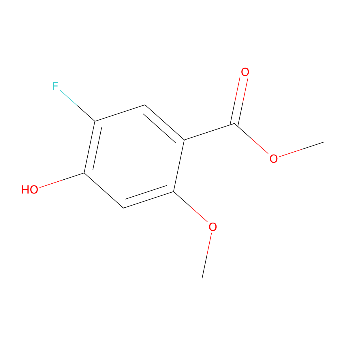 Methyl 5-fluoro-4-hydroxy-2-methoxybenzoate molecular structure, CAS 181269-73-8