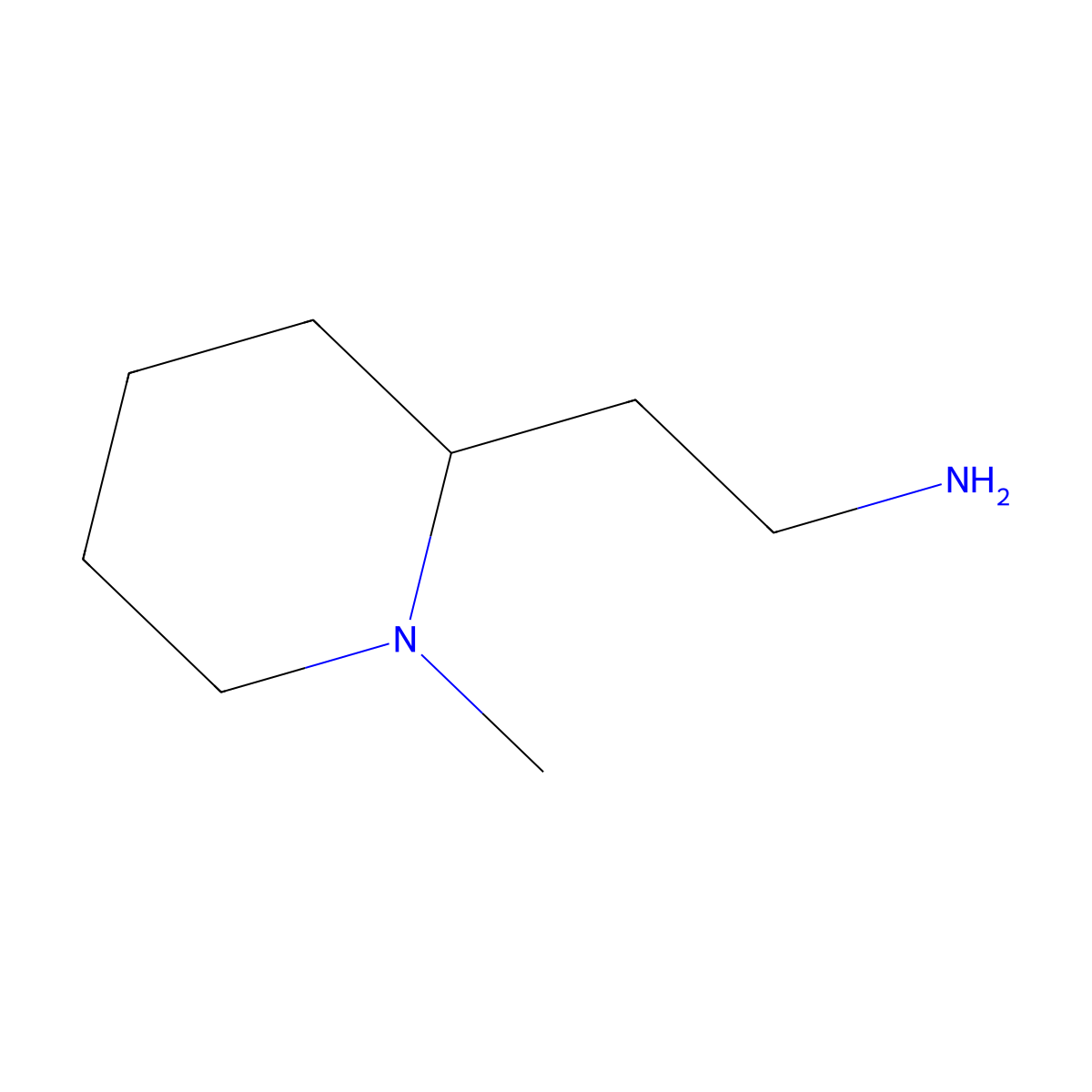 2-(1-Methylpiperidin-2-yl)ethanamine molecular structure, CAS 18128-28-4