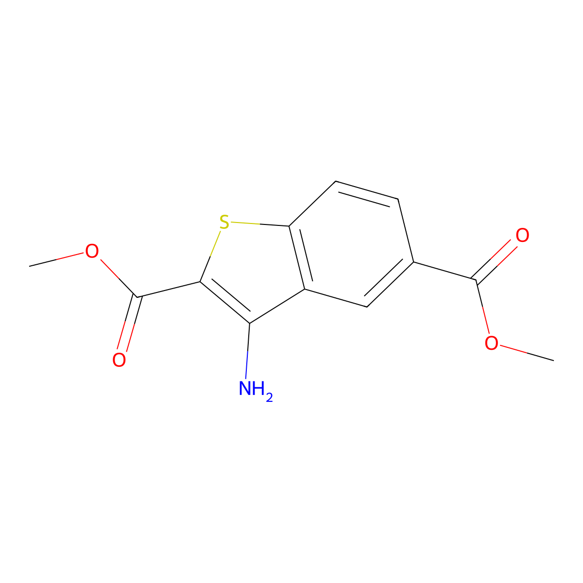 Dimethyl 3-aminobenzo[b]thiophene-2,5-dicarboxylate molecular structure, CAS 181282-81-5