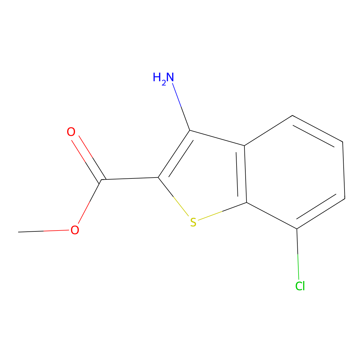 Methyl 3-amino-7-chlorobenzo[b]thiophene-2-carboxylate molecular structure, CAS 181283-33-0