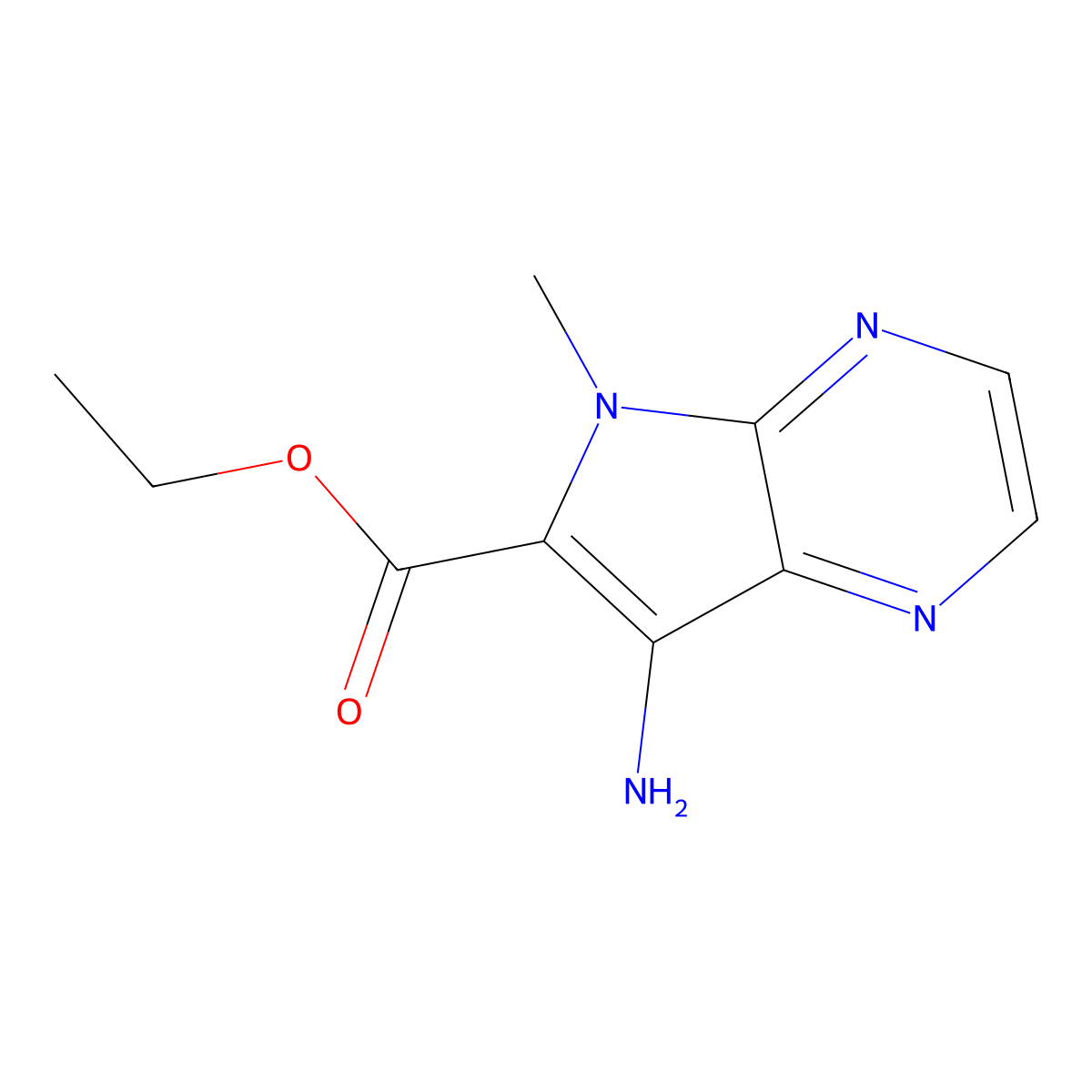 ethyl 7-amino-5-methyl-5H-pyrrolo[2,3-b]pyrazine-6-carboxylate molecular structure, CAS 181283-88-5