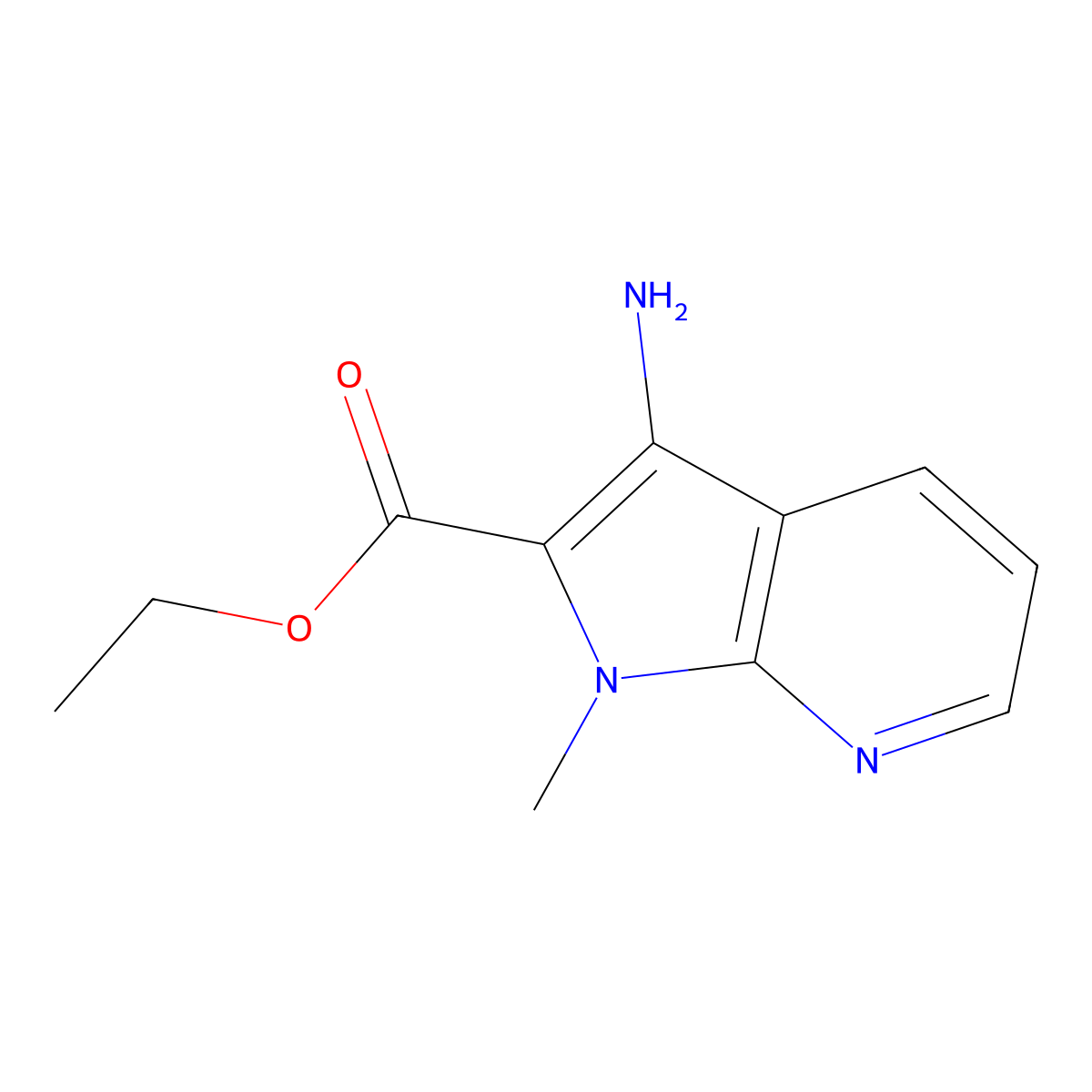 ethyl 3-amino-1-methyl-1H-pyrrolo(2,3-b)pyridine-2-carboxylate molecular structure, CAS 181283-92-1
