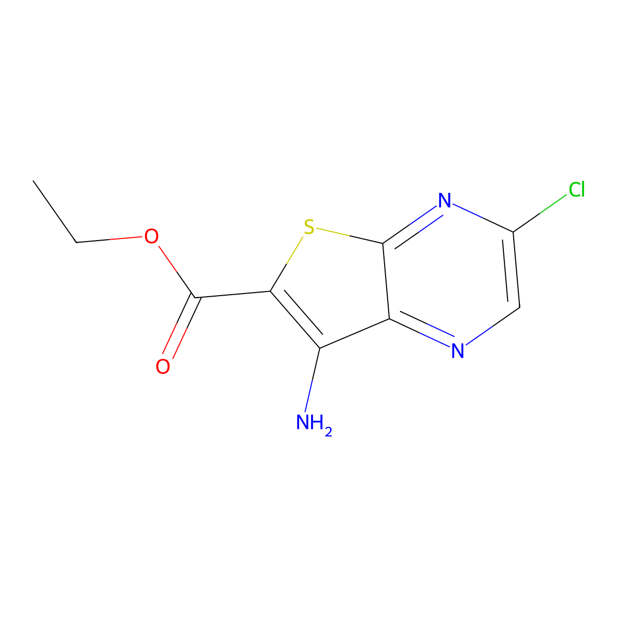 Ethyl 7-amino-3-chlorothieno[2,3-b]pyrazine-6-carboxylate molecular structure, CAS 181284-02-6