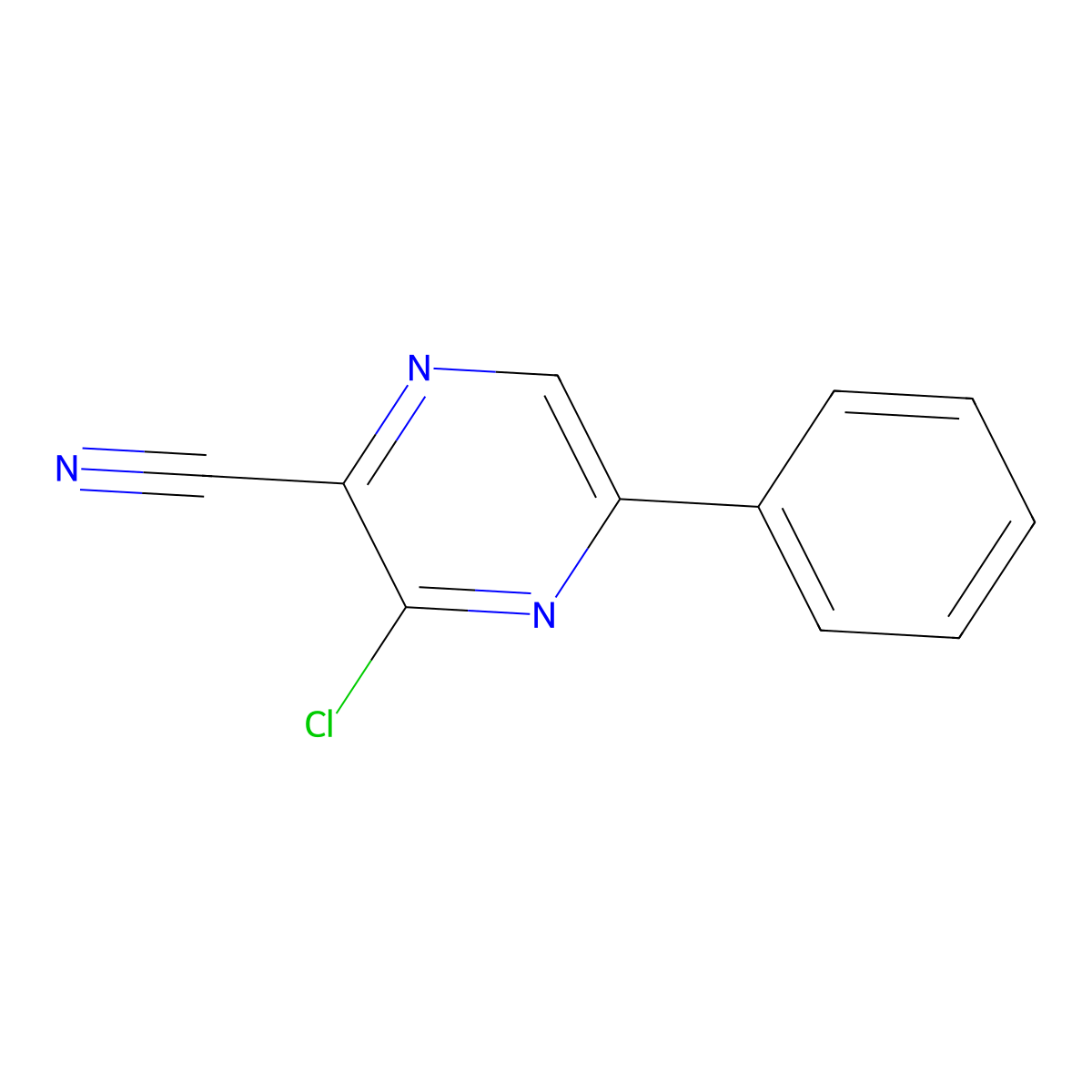 3-Chloro-5-phenylpyrazine-2-carbonitrile molecular structure, CAS 181284-10-6