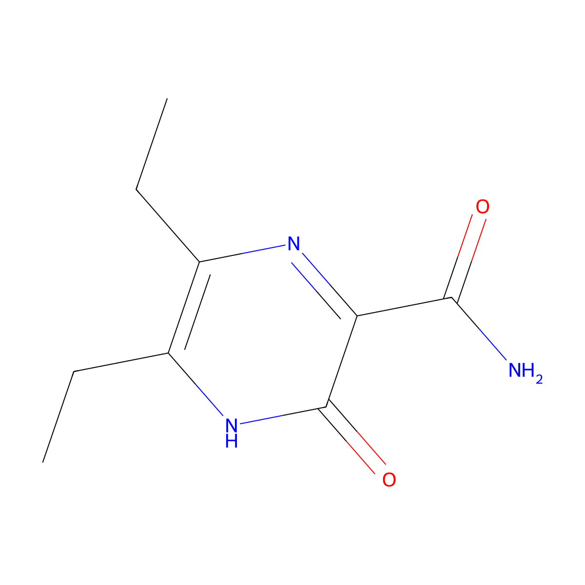 5,6-Diethyl-3-hydroxypyrazine-2-carboxamide molecular structure, CAS 181284-16-2