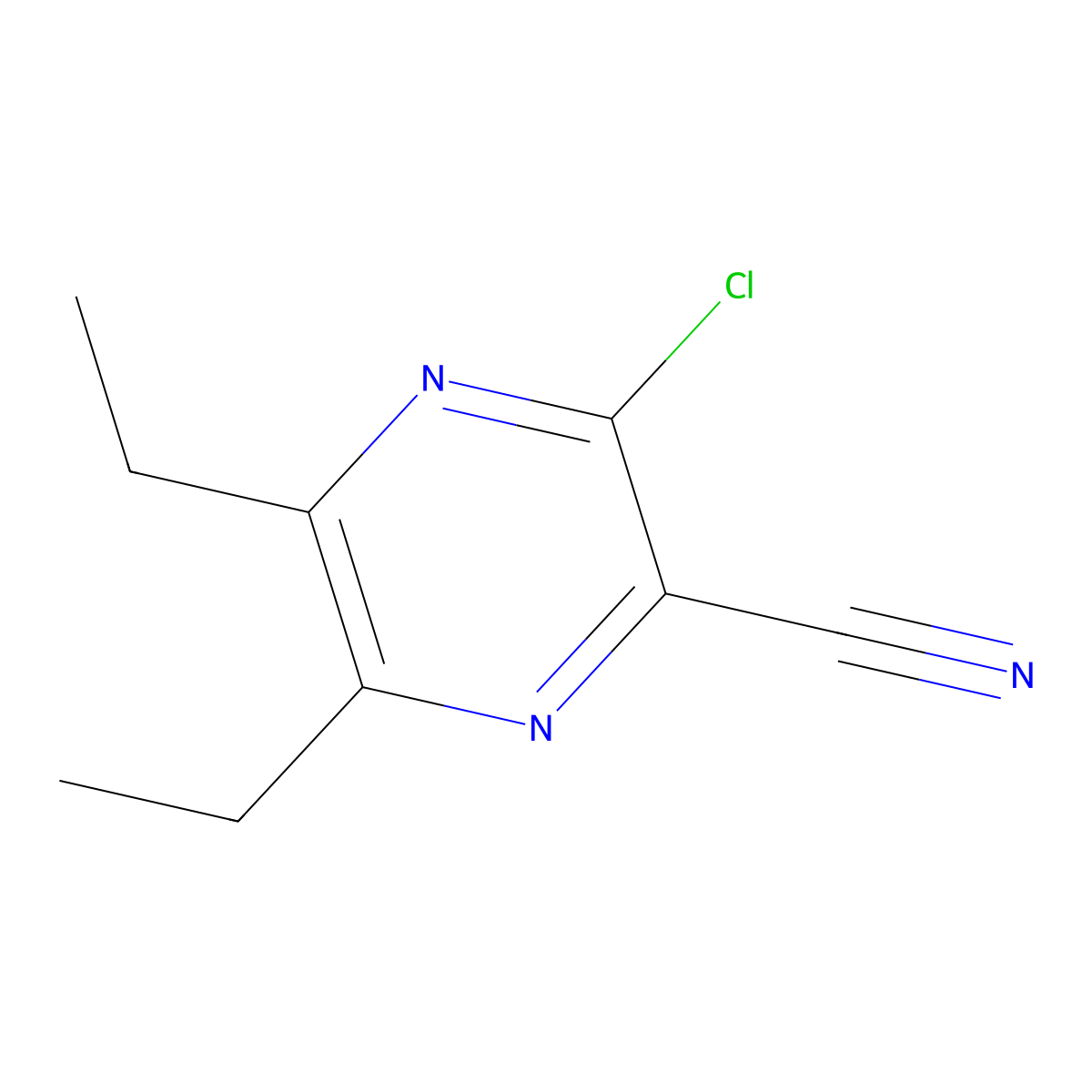 3-Chloro-5,6-diethylpyrazine-2-carbonitrile molecular structure, CAS 181284-17-3