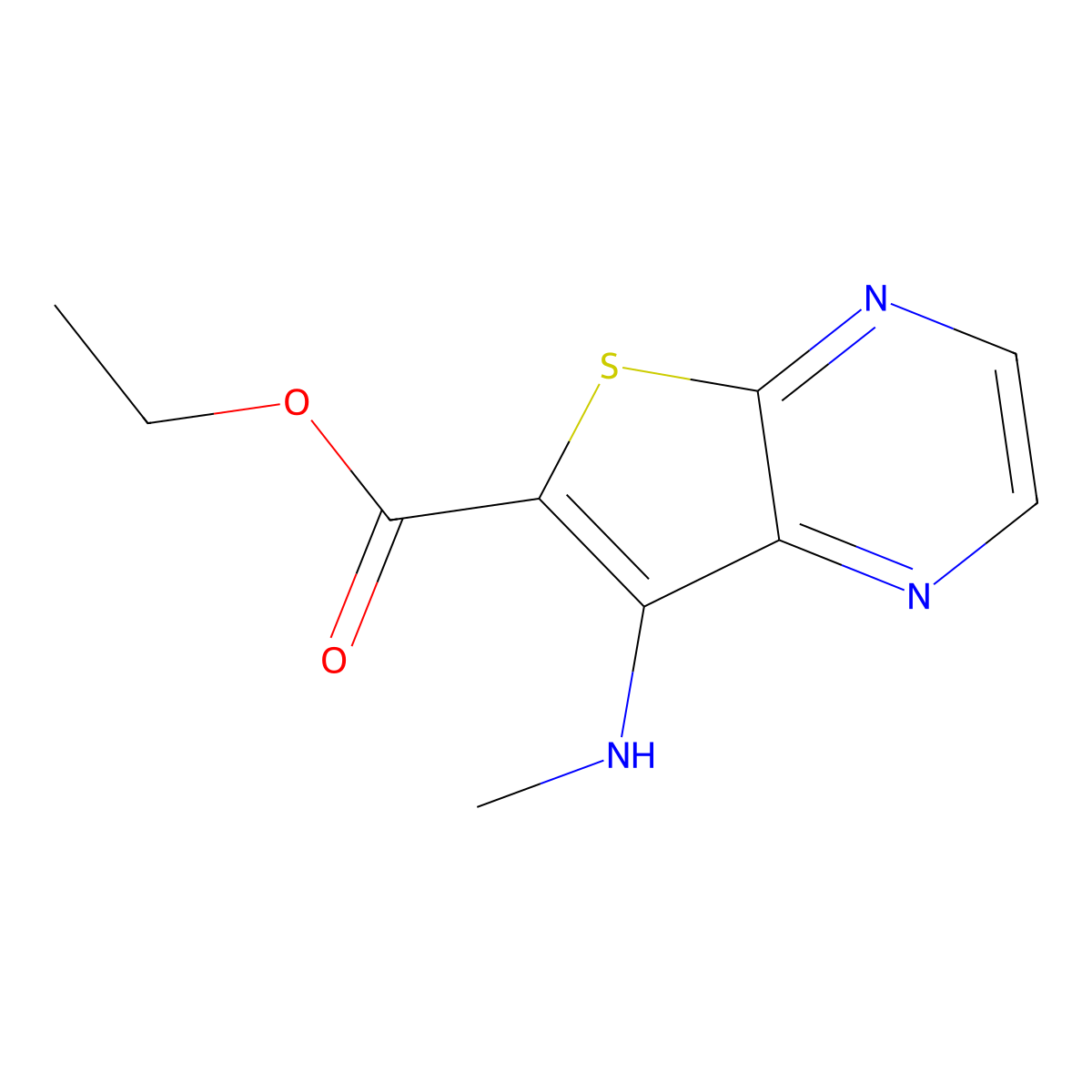 Ethyl 7-(methylamino)thieno[2,3-b]pyrazine-6-carboxylate molecular structure, CAS 181284-23-1