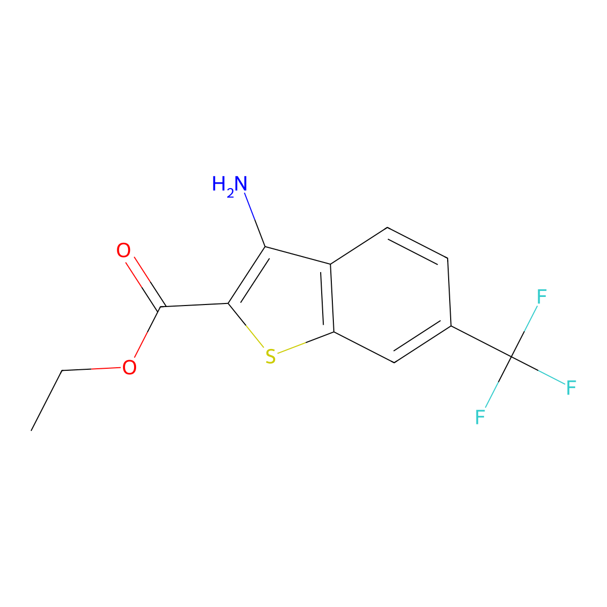 Ethyl 3-amino-6-(trifluoromethyl)benzo[b]thiophene-2-carboxylate molecular structure, CAS 181284-91-3