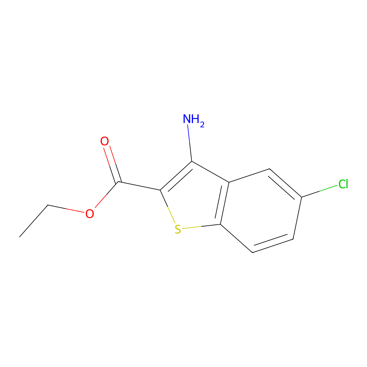 Ethyl 3-amino-5-chloro-1-benzothiophene-2-carboxylate molecular structure, CAS 181284-98-0