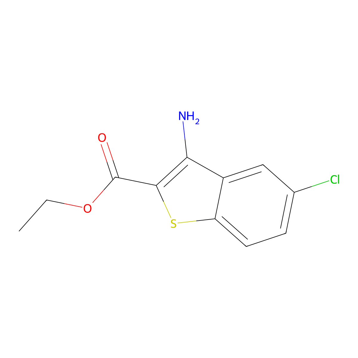 Ethyl 3-amino-5-chloro-1-benzothiophene-2-carboxylate molecular structure, CAS 181284-98-0
