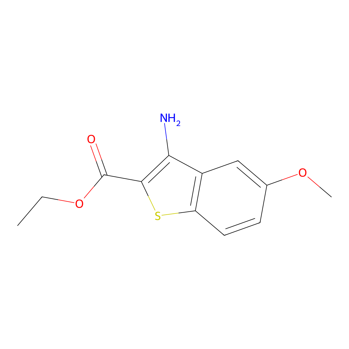 Ethyl 3-amino-5-methoxy-1-benzothiophene-2-carboxylate molecular structure, CAS 181285-06-3