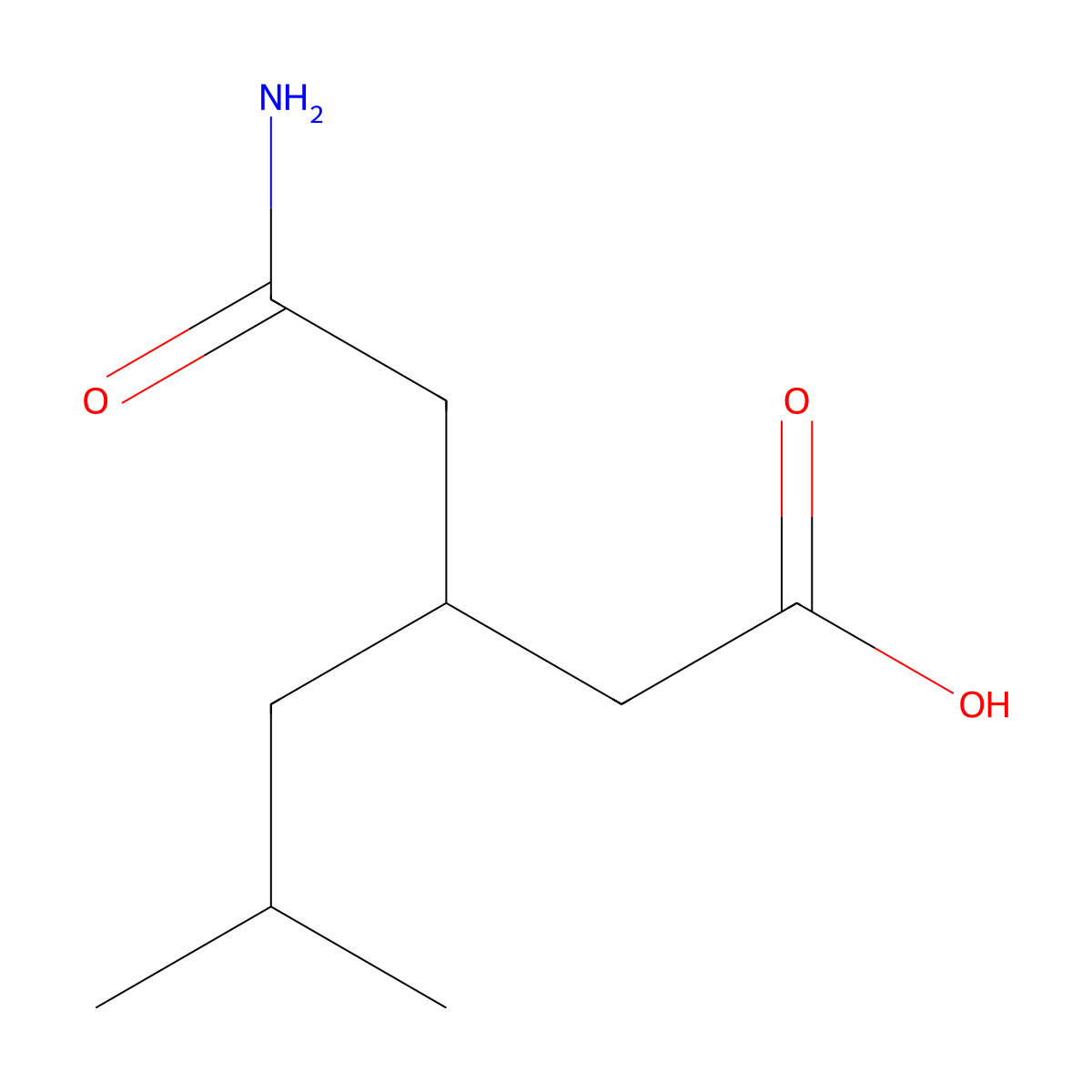 3-(Carbamoylmethyl)-5-methylhexanoic acid molecular structure, CAS 181289-15-6
