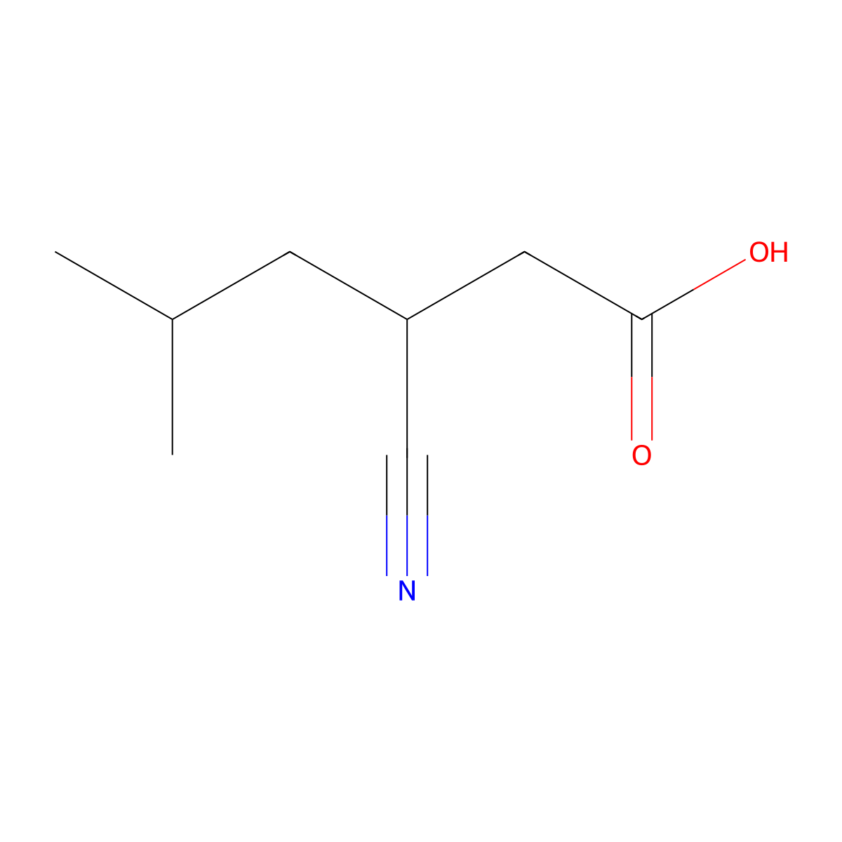 (S)-3-cyano-5-methylhexanoic acid molecular structure, CAS 181289-37-2
