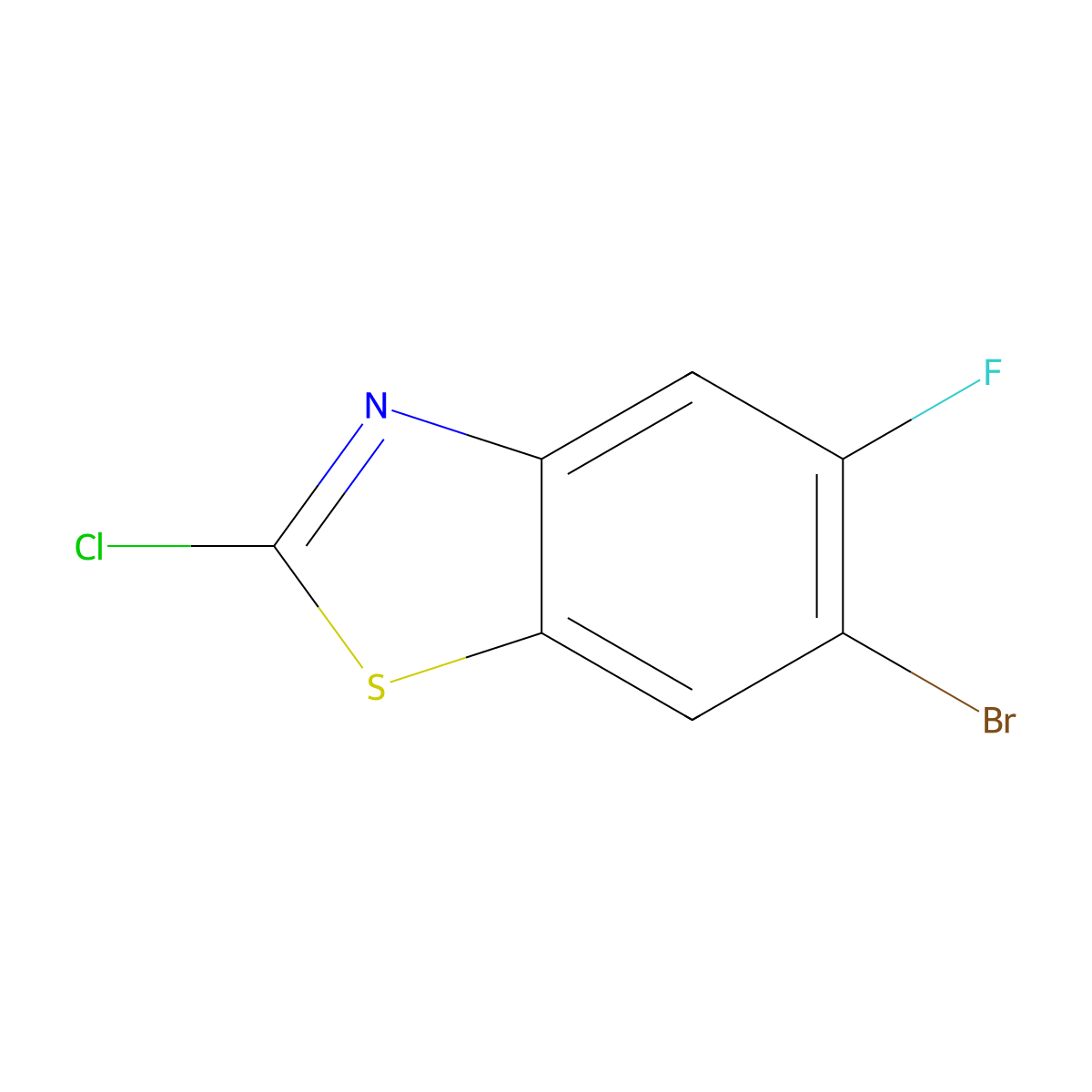 6-Bromo-2-chloro-5-fluoro-1,3-benzothiazole molecular structure, CAS 1812890-12-2