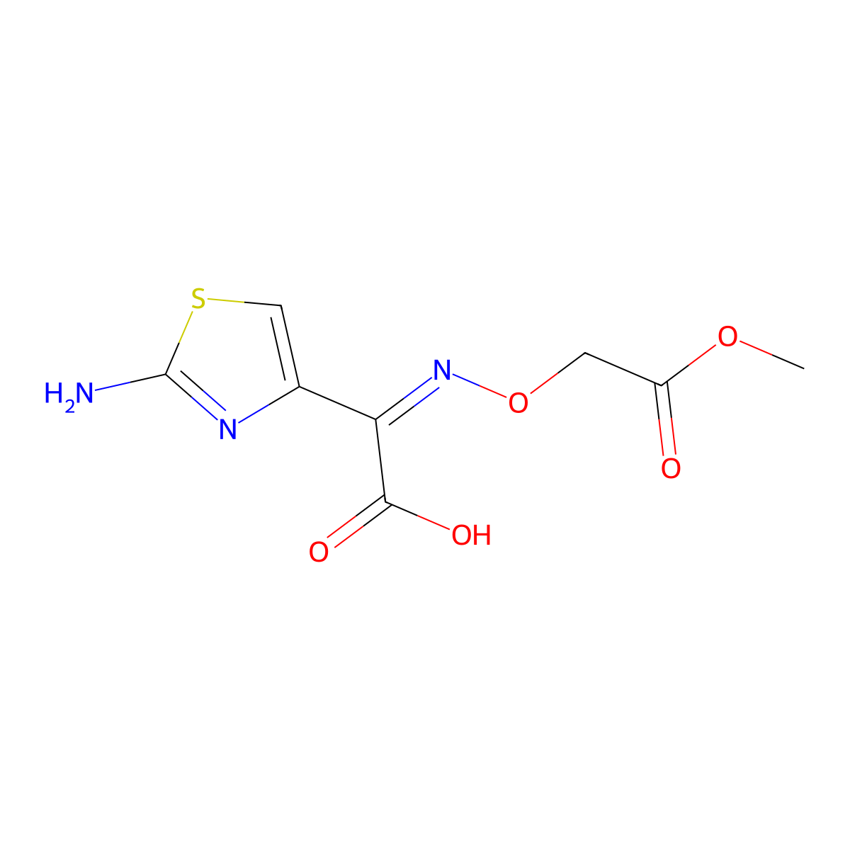 (alphaZ)-2-Amino-alpha-((2-methoxy-2-oxoethoxy)imino)-4-thiazoleacetic acid molecular structure, CAS 181294-99-5
