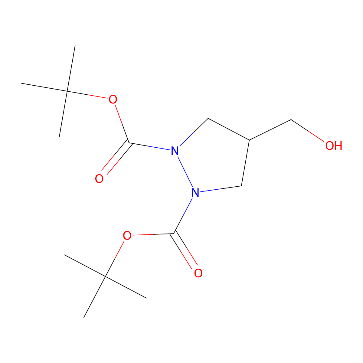 1,2-DI-Tert-butyl 4-(hydroxymethyl)pyrazolidine-1,2-dicarboxylate molecular structure, CAS 181296-58-2