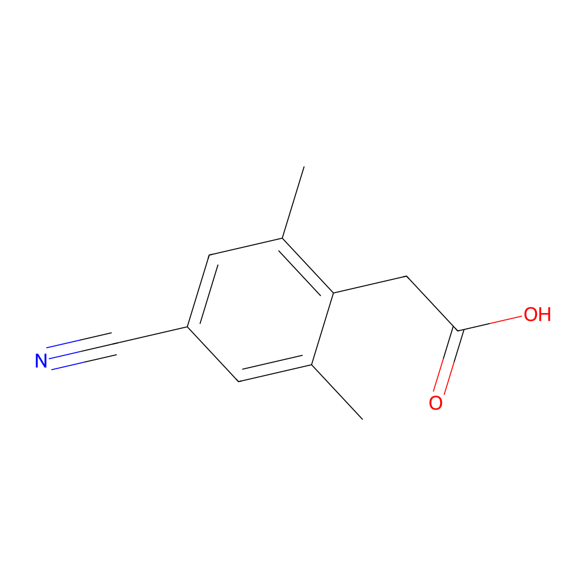 2-(4-Cyano-2,6-dimethylphenyl)acetic acid molecular structure, CAS 181300-36-7