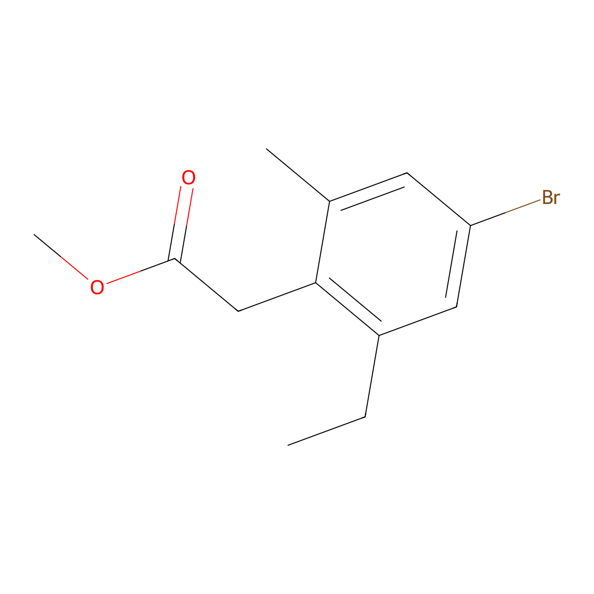 Methyl 2-(4-bromo-2-ethyl-6-methylphenyl)acetate molecular structure, CAS 181300-41-4