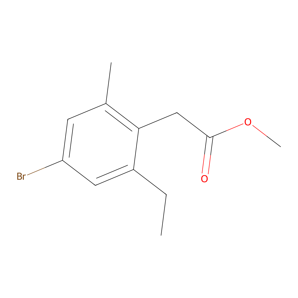 Methyl 2-(4-bromo-2-ethyl-6-methylphenyl)acetate molecular structure, CAS 181300-41-4