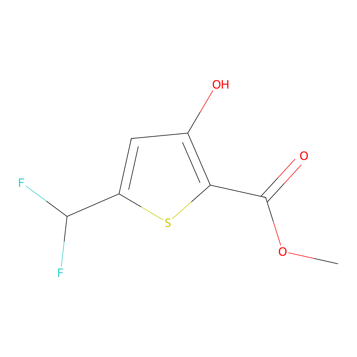 Methyl 5-(difluoromethyl)-3-hydroxythiophene-2-carboxylate molecular structure, CAS 181313-01-9