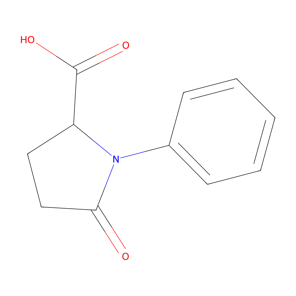 5-Oxo-1-phenylpyrrolidine-2-carboxylic acid molecular structure, CAS 18133-18-1