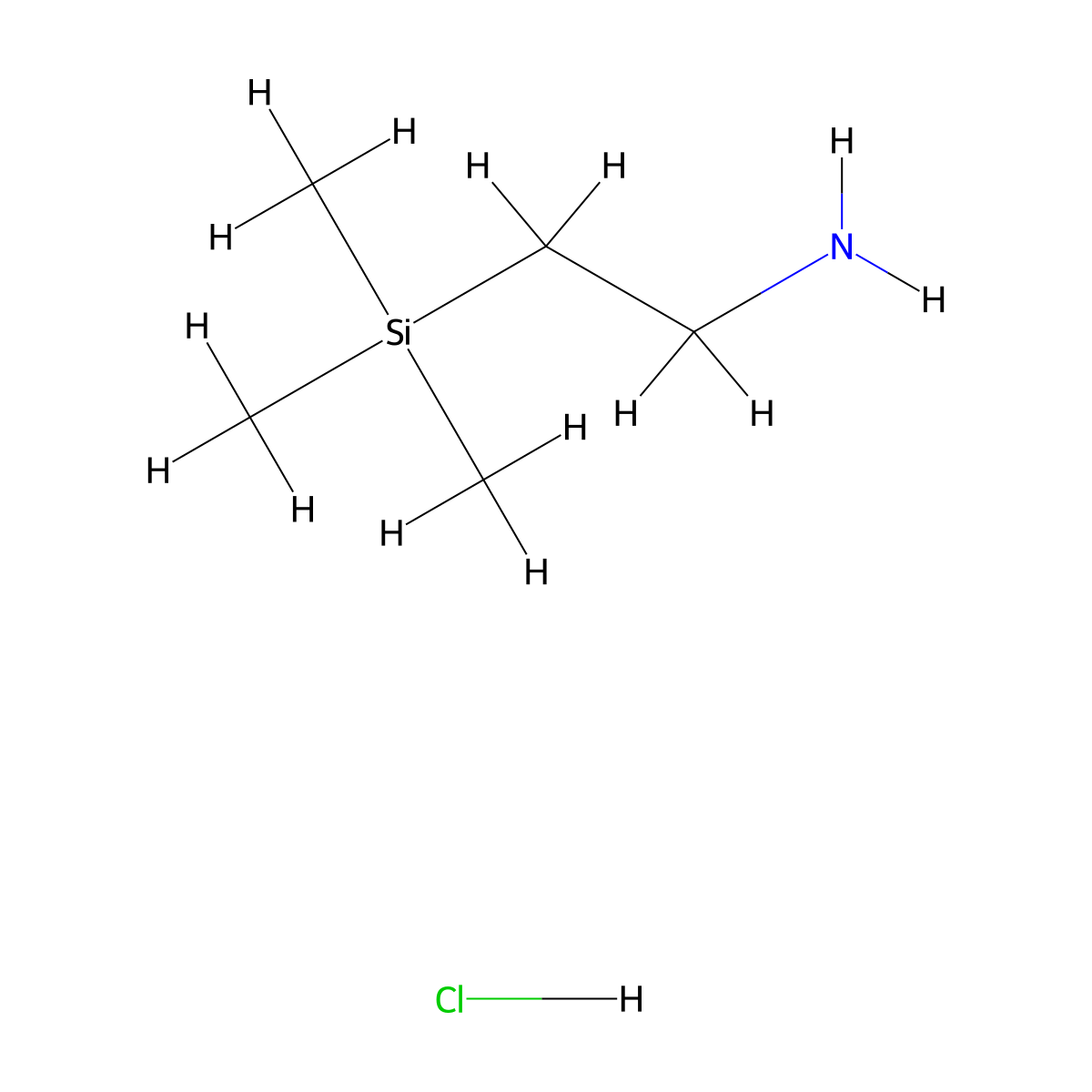 (2-Aminoethyl)trimethylsilane hydrochloride molecular structure, CAS 18135-30-3