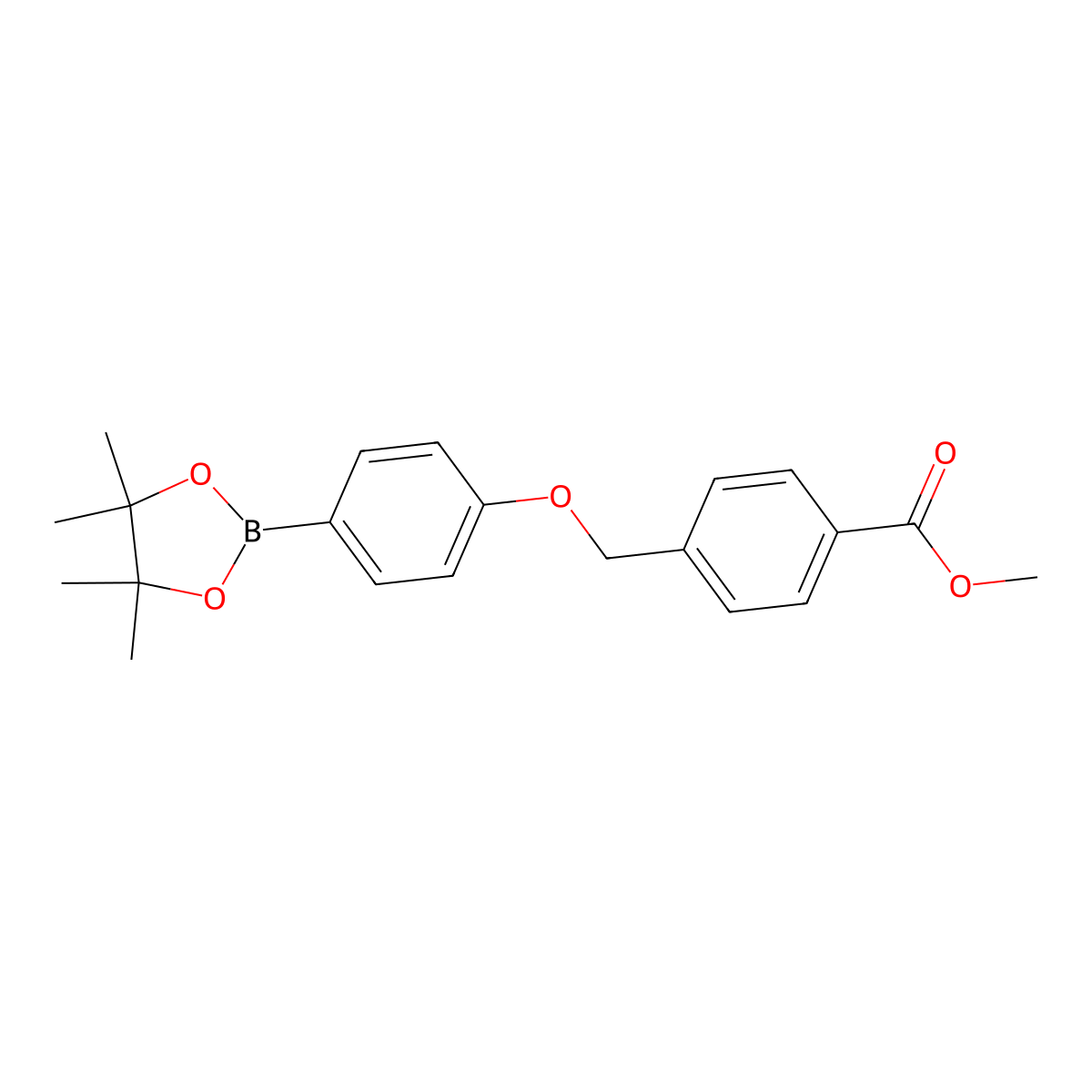Methyl 4-((4-(4,4,5,5-tetramethyl-1,3,2-dioxaborolan-2-yl)phenoxy)methyl)benzoate molecular structure, CAS 1813552-97-4