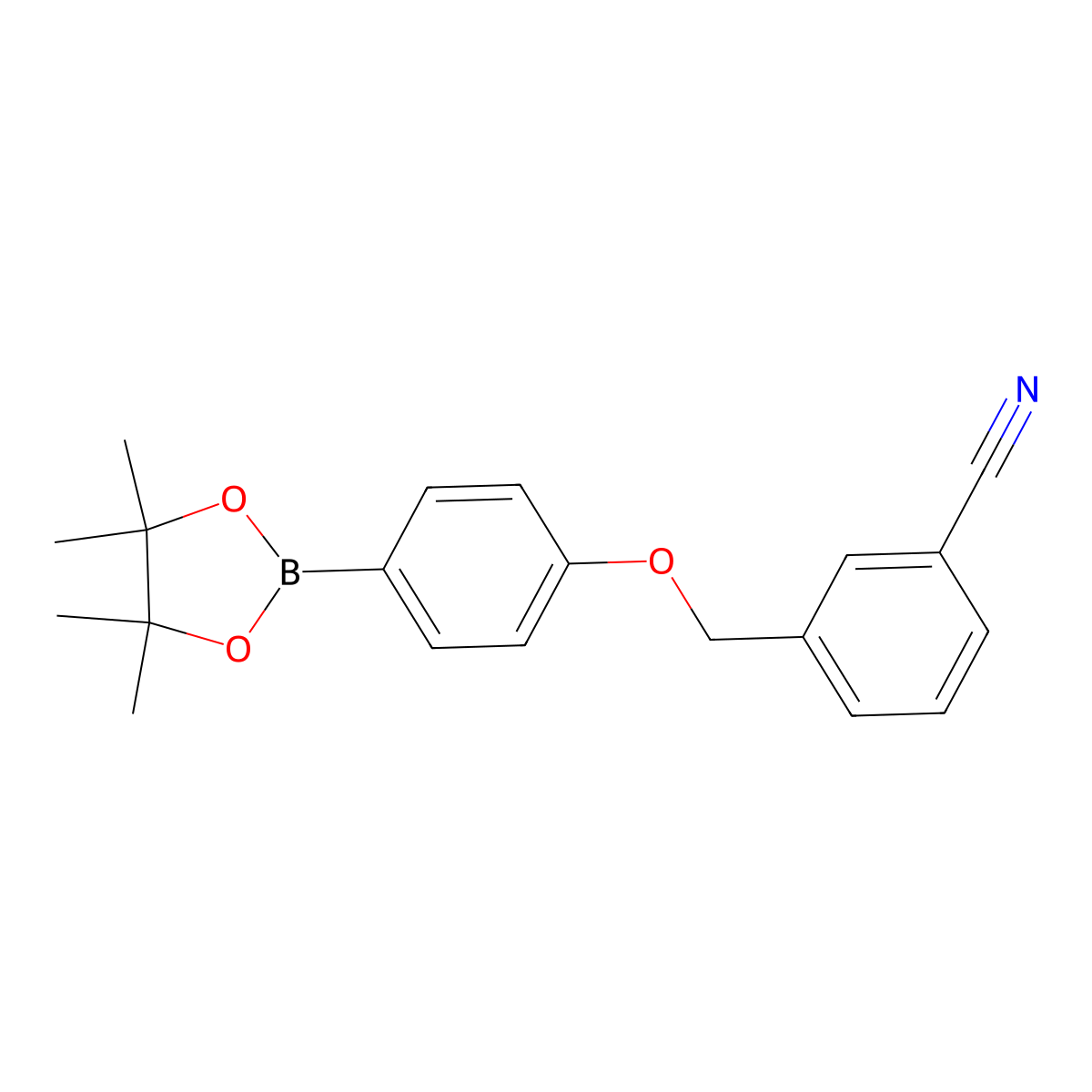 3-((4-(4,4,5,5-Tetramethyl-1,3,2-dioxaborolan-2-yl)phenoxy)methyl)benzonitrile molecular structure, CAS 1813554-44-7