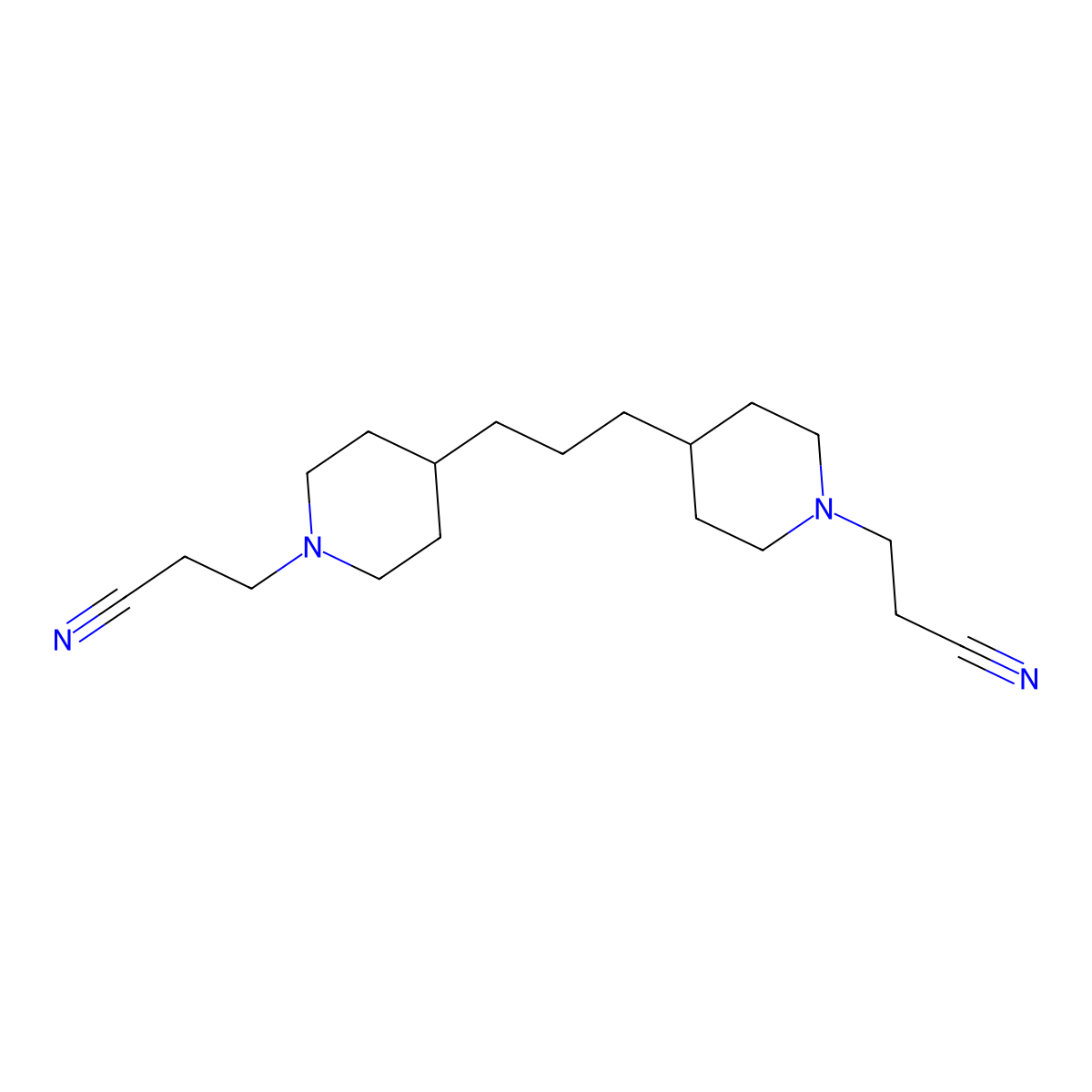 1-Piperidinepropanenitrile, 4,4'-(1,3-propanediyl)bis- molecular structure, CAS 18136-00-0