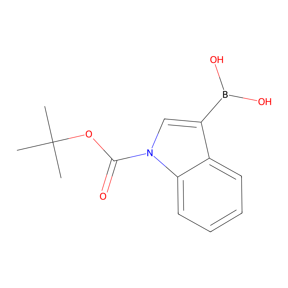 (1-(tert-Butoxycarbonyl)-1H-indol-3-yl)boronic acid molecular structure, CAS 181365-26-4